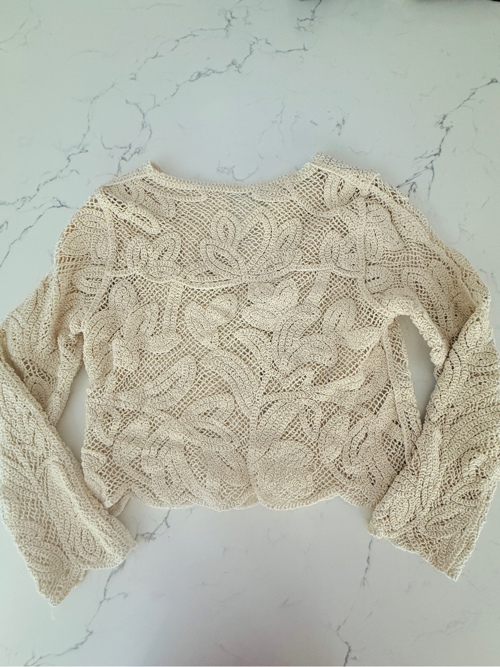 Cream Crochet Button-Front Women's Sweater - Picture 6 of 6